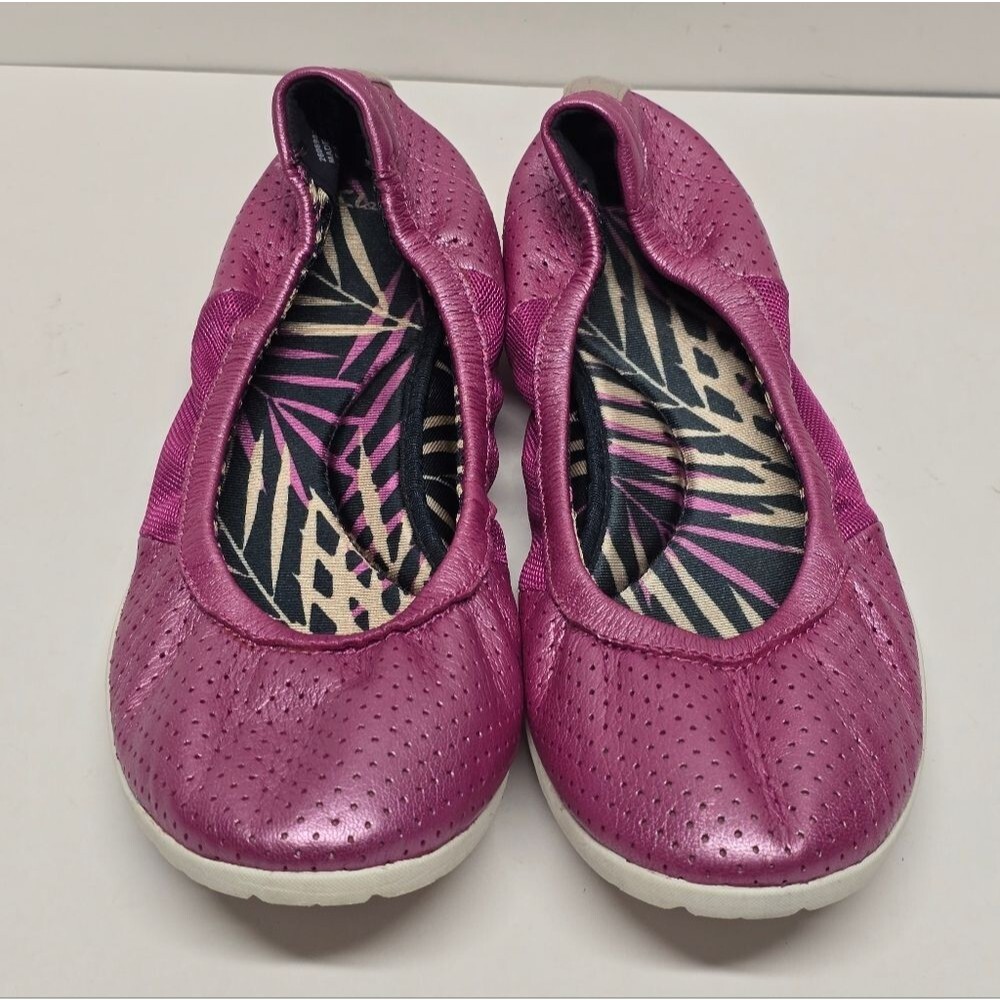 Clark's Metallic Hot Pink Leather Ballet Flats Sz Women's 8